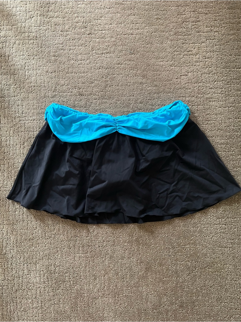 Black Swim Skirt with Bright Turquoise Waistband